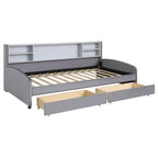 Platform Corner Bed Frame Upholstered Bed with Storage and Drawers
