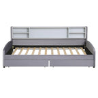 Platform Corner Bed Frame Upholstered Bed with Storage and Drawers