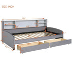 Platform Corner Bed Frame Upholstered Bed with Storage and Drawers