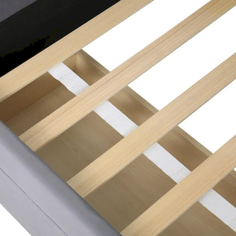 Platform Corner Bed Frame Upholstered Bed with Storage and Drawers