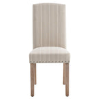 Set of 2 Gray Fabric Dining Chairs with Nailhead Trim