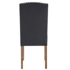 Set of 2 Gray Fabric Dining Chairs with Nailhead Trim
