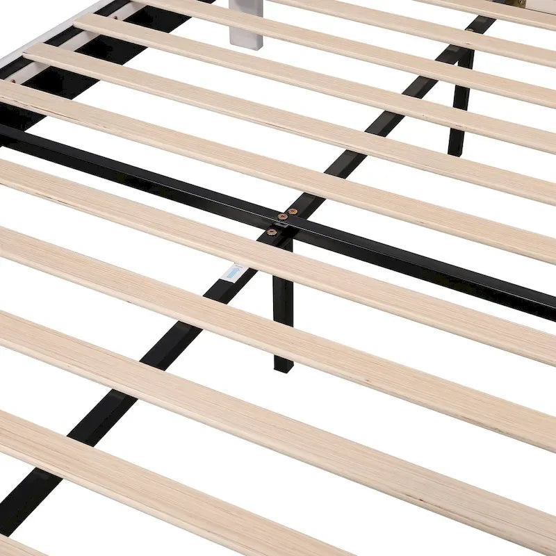 Modern Queen Size Platform Bed, Velvet Upholstered Bed Frame with Flower Pattern Headboard and Solid Wood Slats Support