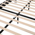 Modern Queen Size Platform Bed, Velvet Upholstered Bed Frame with Flower Pattern Headboard and Solid Wood Slats Support