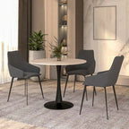 Bristol 32  Round Minimalist Dining Table for 4, Sintered Stone Top & Black Iron Pedestal Base for Kitchen & Dining Room
