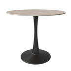 Bristol 32  Round Minimalist Dining Table for 4, Sintered Stone Top & Black Iron Pedestal Base for Kitchen & Dining Room