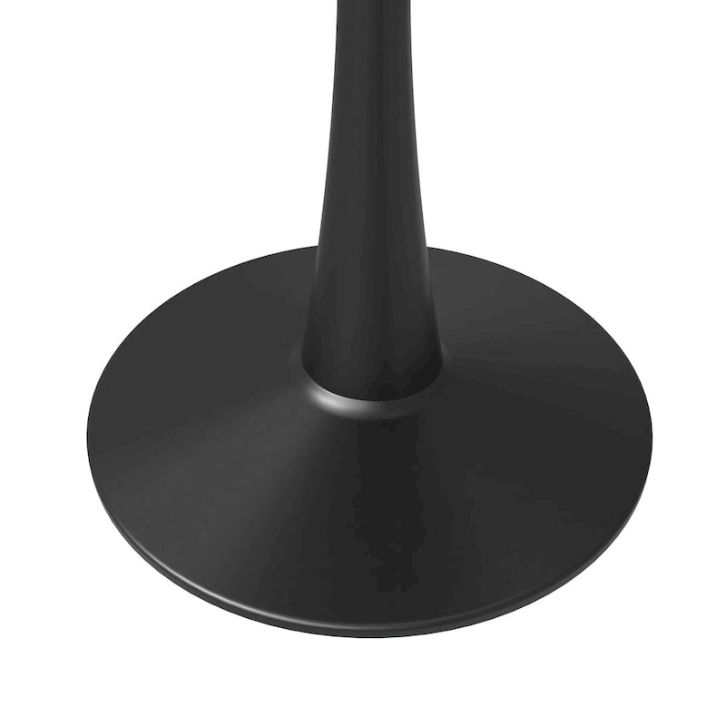 Bristol 32  Round Minimalist Dining Table for 4, Sintered Stone Top & Black Iron Pedestal Base for Kitchen & Dining Room