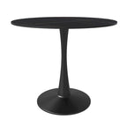 Bristol 32  Round Minimalist Dining Table for 4, Sintered Stone Top & Black Iron Pedestal Base for Kitchen & Dining Room
