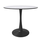 Bristol 32  Round Minimalist Dining Table for 4, Sintered Stone Top & Black Iron Pedestal Base for Kitchen & Dining Room