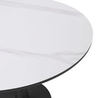 Bristol 32  Round Minimalist Dining Table for 4, Sintered Stone Top & Black Iron Pedestal Base for Kitchen & Dining Room