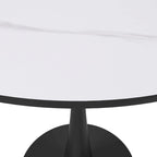 Bristol 32  Round Minimalist Dining Table for 4, Sintered Stone Top & Black Iron Pedestal Base for Kitchen & Dining Room