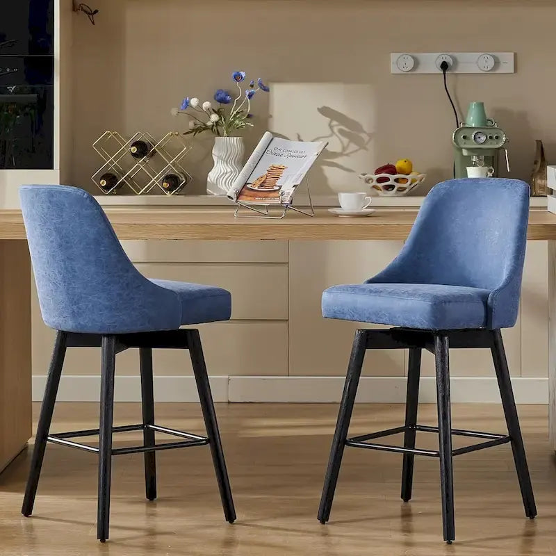 Swivel Bar Stools Set of 2, 30  Height Upholstered Barstools