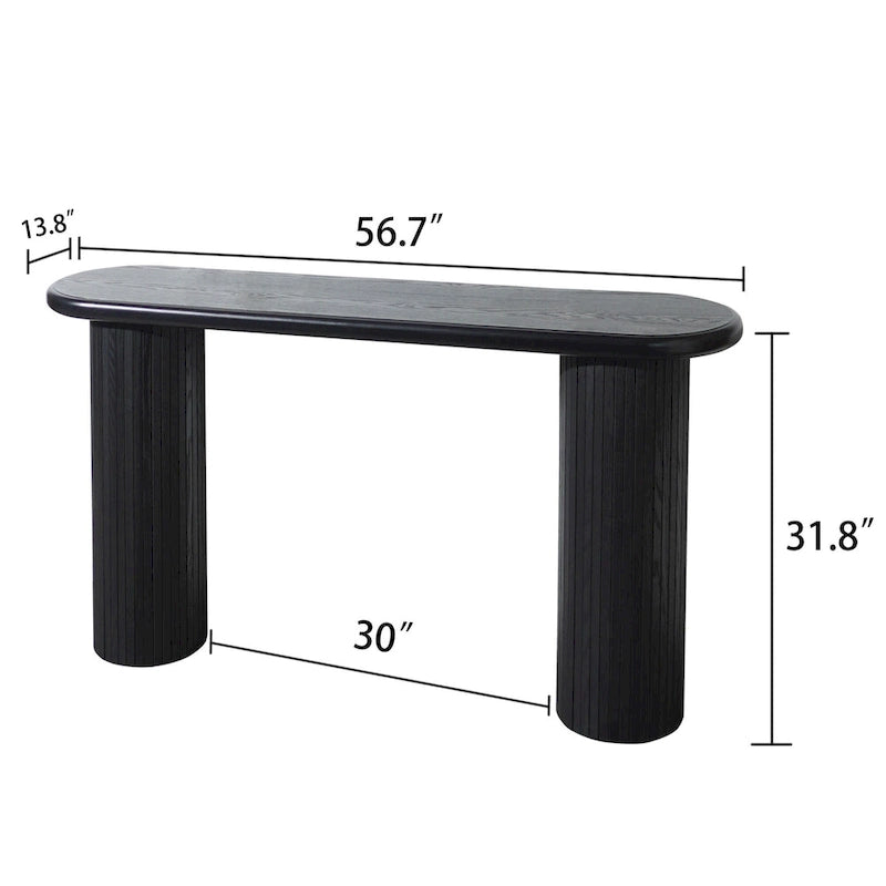 60  Wood Console Table with Ribbed Legs