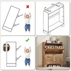 Shoe Cabinet Storage for Entryway, Narrow Shoe Cabinet with 2 Flip Drawers, Freestanding Hidden Shoe Organizer Cabinet