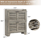 Shoe Cabinet Storage for Entryway, Narrow Shoe Cabinet with 2 Flip Drawers, Freestanding Hidden Shoe Organizer Cabinet