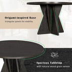 5-piece Outdoor Wooden Round Dining Set with 4 Upholstered Chairs