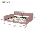 Upholstered Daybed w4 Support Legs, Button Tufting Loveseat Sofa Bed