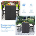 Costway 5-Piece Patio PE Wicker Bar Set Outdoor Acacia Wood Dining - See Details