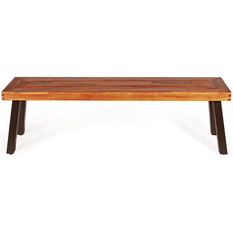 Costway 3 Pieces Picnic Table Set Acacia Wood Table Bench with Steel