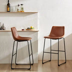 Sweetcrispy 30  Counter Height Bar Stools, Modern Faux Leather High Barstools with Back and Metal Leg, Set of 2