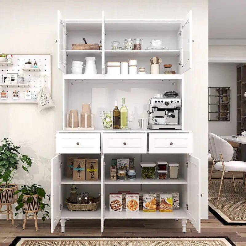 Gymax 77  Tall Kitchen Pantry Storage Cabinet with LED Lights and
