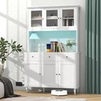 Gymax 77  Tall Kitchen Pantry Storage Cabinet with LED Lights and