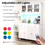 Gymax 77  Tall Kitchen Pantry Storage Cabinet with LED Lights and