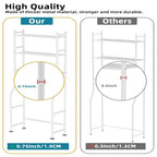 3-Tier Over The Toilet Storage, Freestanding Metal Bathroom Shelves with 4 Hooks, Over Toilet Storage Shelf with Paper Holder