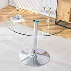 Modern Circular Dining Table with Stylish Glass Top and Sturdy Metal Legs for Various Spaces