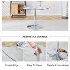 Modern Circular Dining Table with Stylish Glass Top and Sturdy Metal Legs for Various Spaces