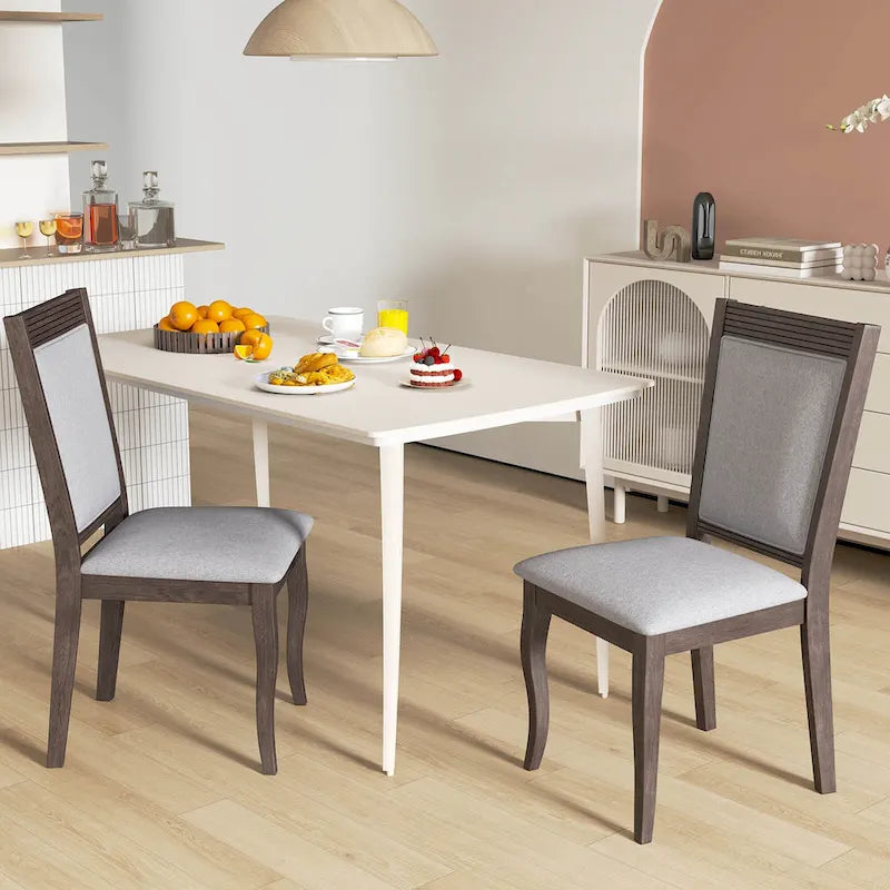 Costway Wood Dining Chairs Set of 2/4 with Rubber Wood Frame Padded