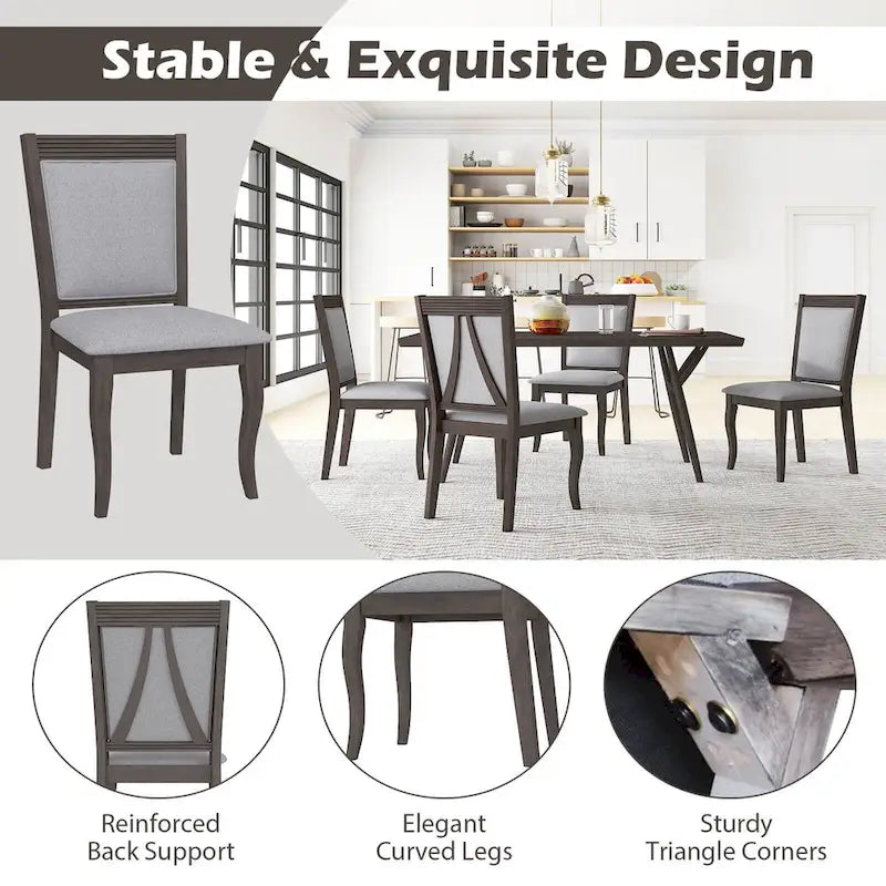 Costway Wood Dining Chairs Set of 2/4 with Rubber Wood Frame Padded