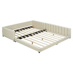 Double Upholstered Platform Bed Queen Size & Twin XL Size, PU Leather Mother & Child Bed Floor Bed Daybed for Bedroom