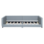 Double Upholstered Platform Bed Queen Size & Twin XL Size, PU Leather Mother & Child Bed Floor Bed Daybed for Bedroom