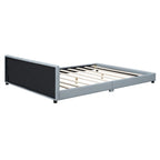 Double Upholstered Platform Bed Queen Size & Twin XL Size, PU Leather Mother & Child Bed Floor Bed Daybed for Bedroom