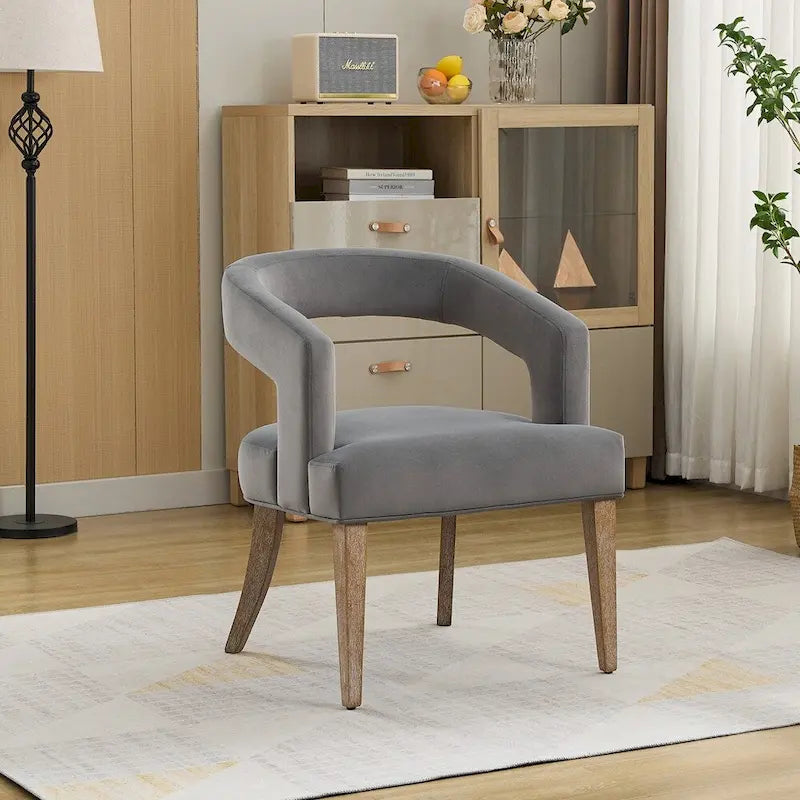 25.79  Wide Modern Barrel Open Back Upholstered Accent Chair