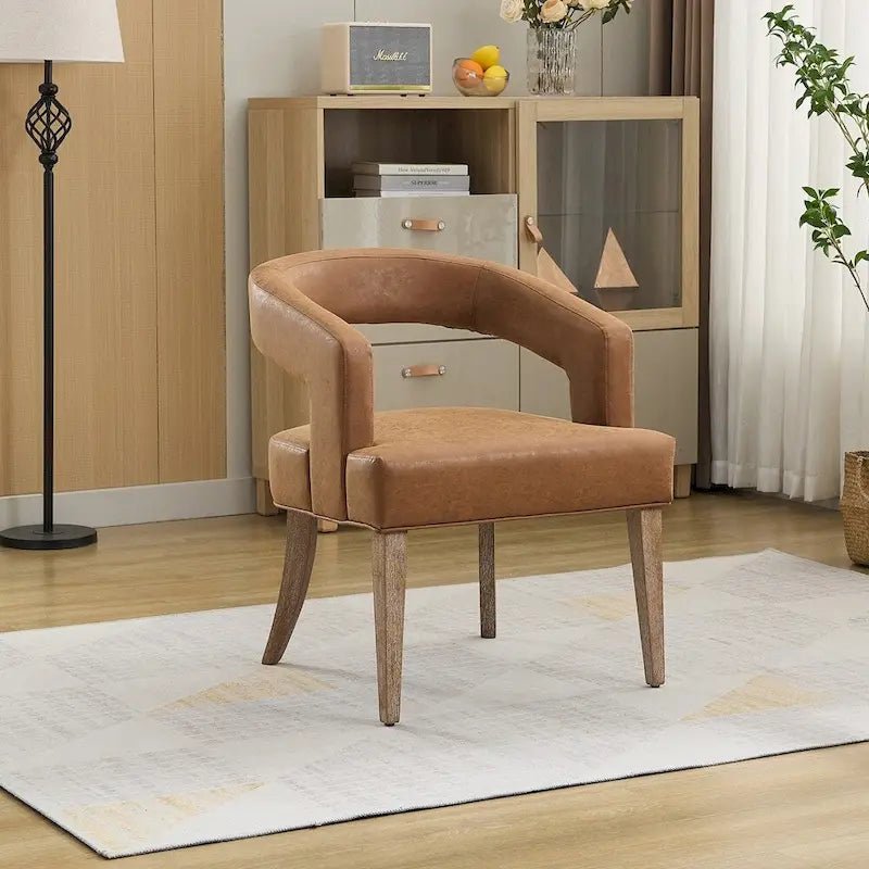 25.79  Wide Modern Barrel Open Back Upholstered Accent Chair