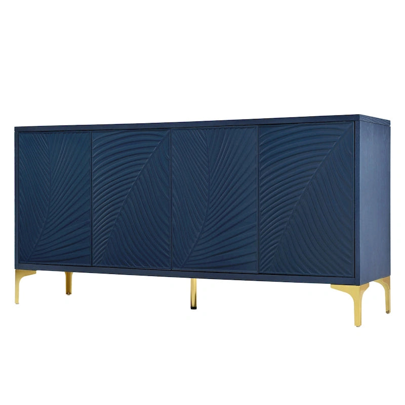 4-Door Sideboard with Unique Texture & Adjustable Shelves