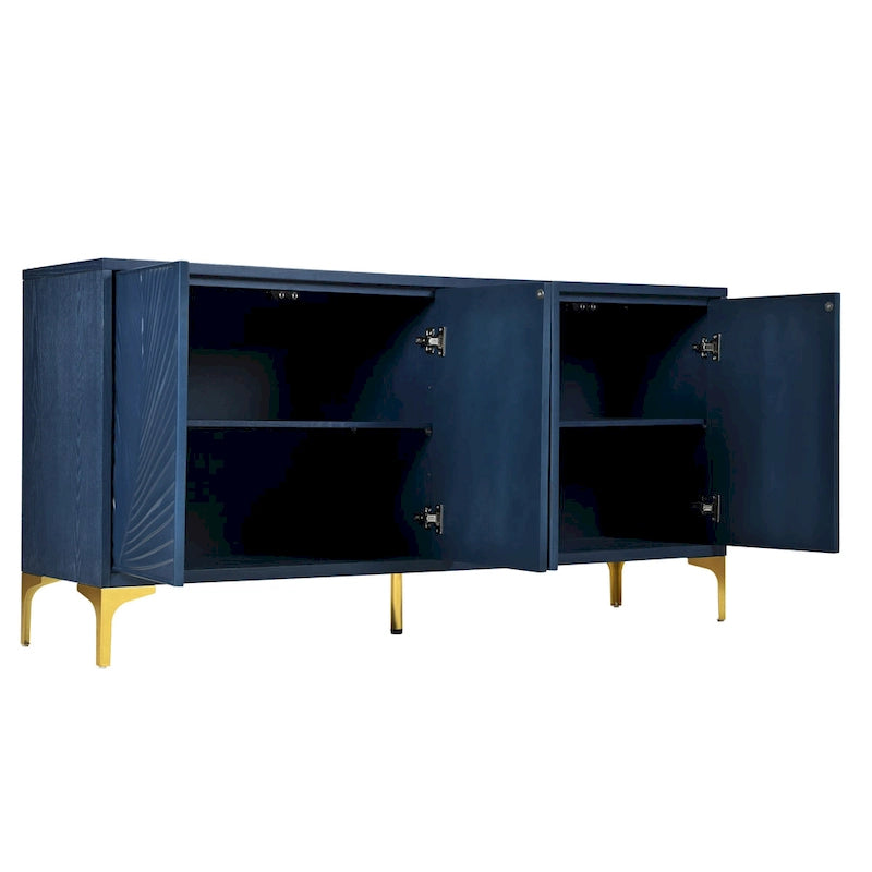 4-Door Sideboard with Unique Texture & Adjustable Shelves