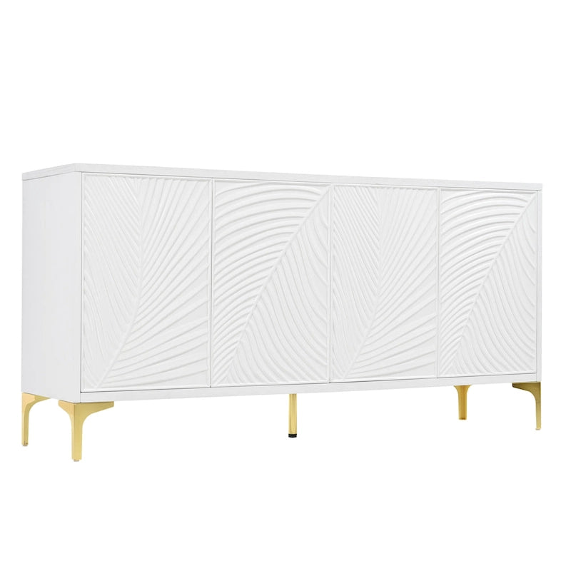 4-Door Sideboard with Unique Texture & Adjustable Shelves