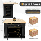 Gymax Large Kitchen Island Drop Leaf Breakfast Bar w/ Wood Top Shelves
