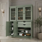 Palace Imports 100% Solid Wood 48.5  Pantry China Cabinet with Frosted Glass, Solid Wood Doors and 2-Drawers