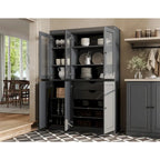 Palace Imports 100% Solid Wood 48.5  Pantry China Cabinet with Frosted Glass, Solid Wood Doors and 2-Drawers
