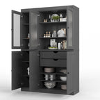 Palace Imports 100% Solid Wood 48.5  Pantry China Cabinet with Frosted Glass, Solid Wood Doors and 2-Drawers