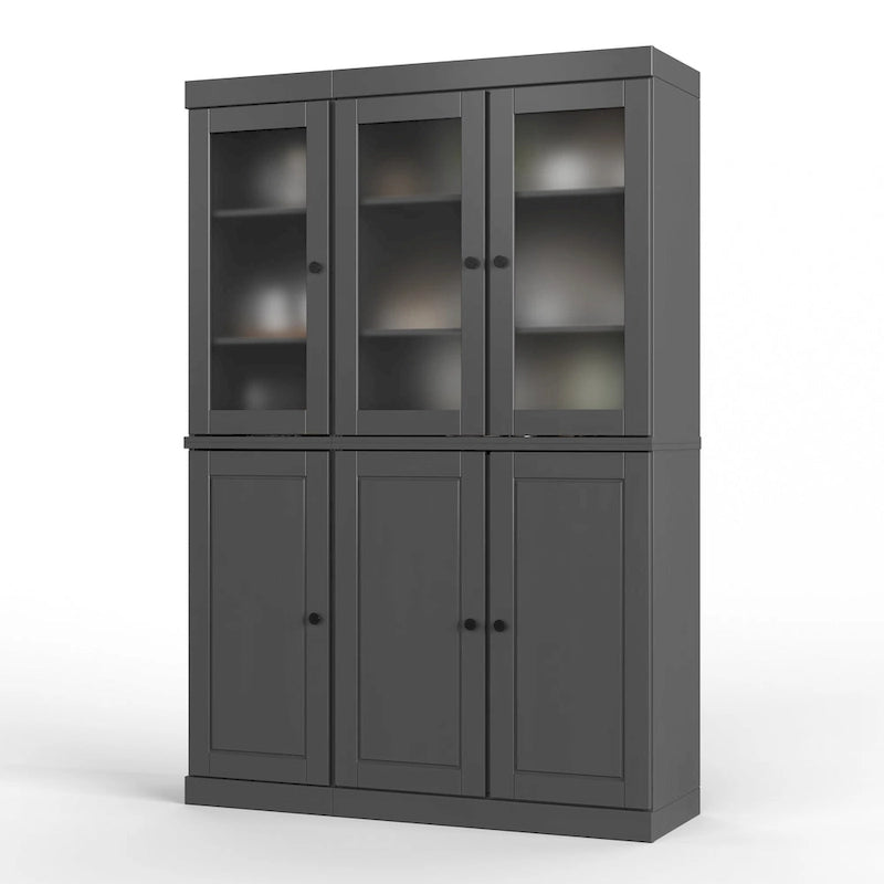 Palace Imports 100% Solid Wood 48.5  Pantry China Cabinet with Frosted Glass, Solid Wood Doors and 2-Drawers