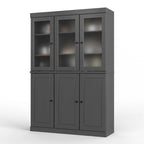 Palace Imports 100% Solid Wood 48.5  Pantry China Cabinet with Frosted Glass, Solid Wood Doors and 2-Drawers