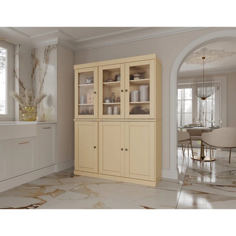 Palace Imports 100% Solid Wood 48.5  Pantry China Cabinet with Frosted Glass, Solid Wood Doors and 2-Drawers