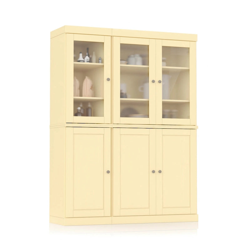Palace Imports 100% Solid Wood 48.5  Pantry China Cabinet with Frosted Glass, Solid Wood Doors and 2-Drawers
