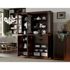 Palace Imports 100% Solid Wood 48.5  Pantry China Cabinet with Frosted Glass, Solid Wood Doors and 2-Drawers