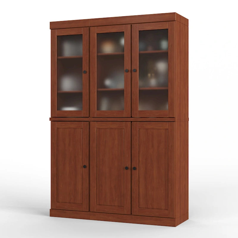 Palace Imports 100% Solid Wood 48.5  Pantry China Cabinet with Frosted Glass, Solid Wood Doors and 2-Drawers